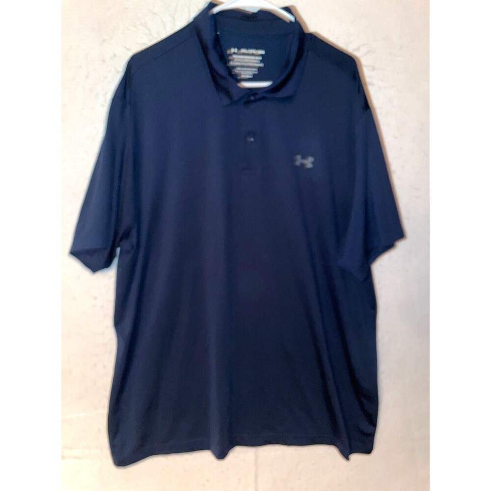 Under Armour Men's 2XL Performance Polo Solid Shirt Navy Blue Loose Heat gear